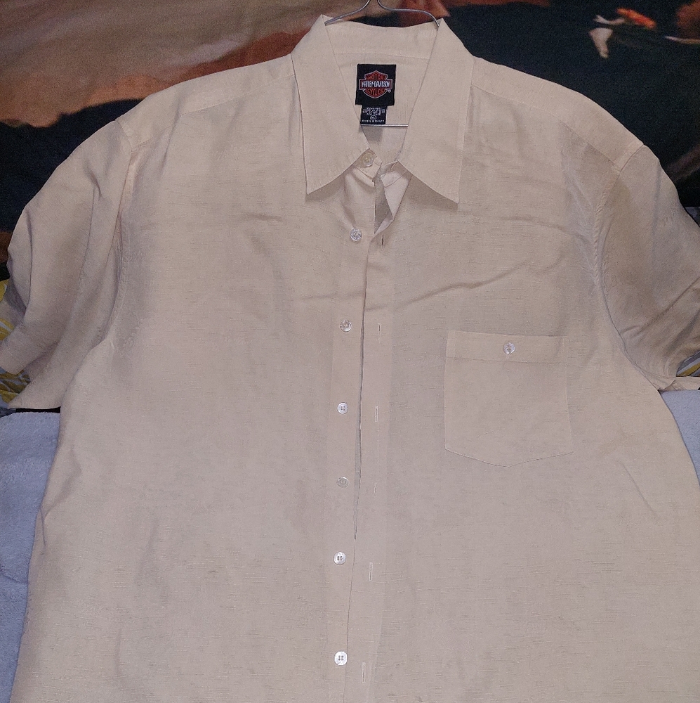 Harley-Davidson Cream Casual Button Down Shirt